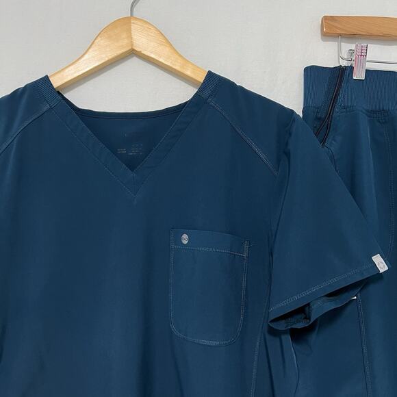 Cherokee Infinity Scrub Set Women L Caribbean Blue Top And Bottom Jogger Pant - Picture 2 of 13